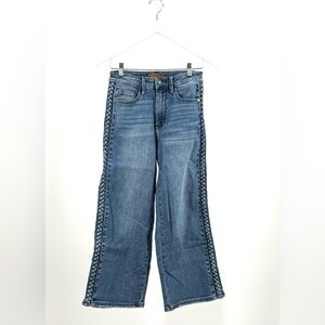 Judy Blue Braid Detail Crop Wide Leg Jeans Size 3/26